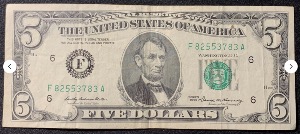 Etats-Unis Billet 5 dollars 1969 Atelier F Atlanta