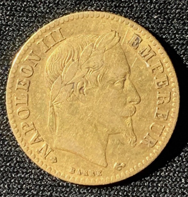 10 francs or napoléon III tête laurée 1867 BB