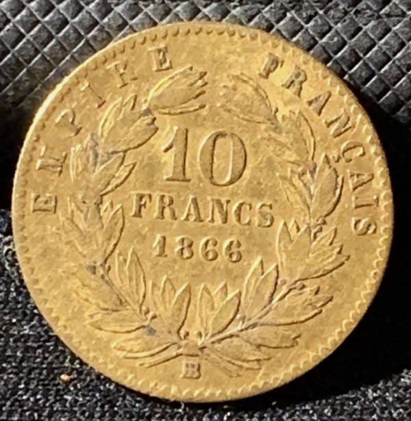 10 Francs or Napoléon III Tête Laurée 1866 BB