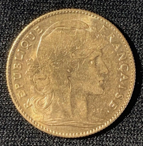 10 francs Coq Marianne or 1910