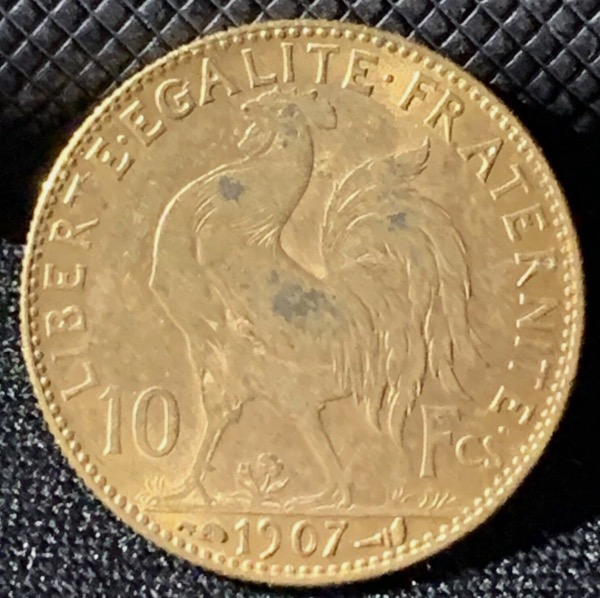 10 francs Coq Marianne 1907 or 