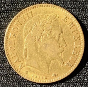 10 francs or napoléon III tête laurée 1864 BB