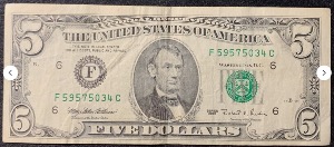 Etats-Unis Billet 5 dollars 1995 Atelier F Atlanta