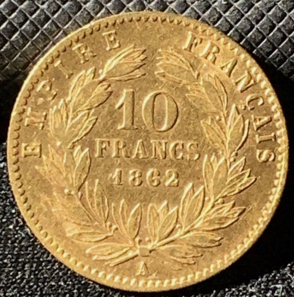 10 Francs or Napoléon III Tête Laurée 1862 A