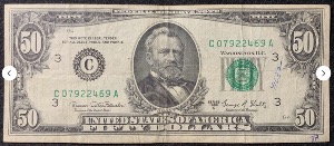 Etats-Unis Billet 50 dollars 1969 Atelier C Philadelphie