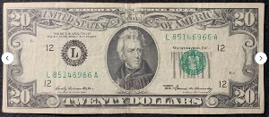 Etats-Unis Billet 20 dollars 1969 Atelier L SAN Francisco