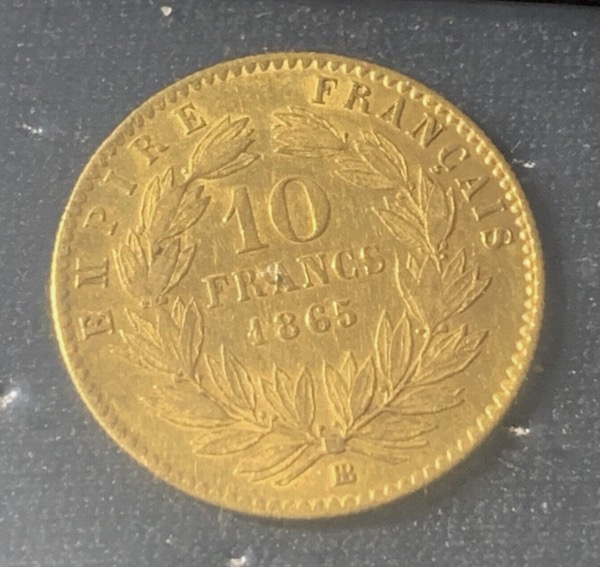 10 Francs or Napoléon III Tête Laurée 1865 BB