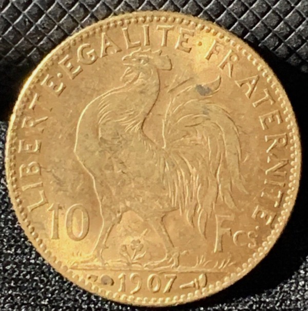 10 francs Coq Marianne 1907 or 