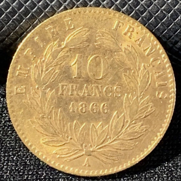 10 Francs or Napoléon III Tête Laurée 1866 A