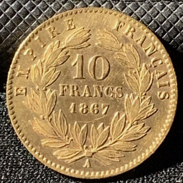 10 Francs or Napoléon III Tête Laurée 1867 A