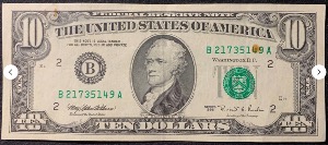 Etats-Unis Billet 10 dollars 1995 Atelier B New-York