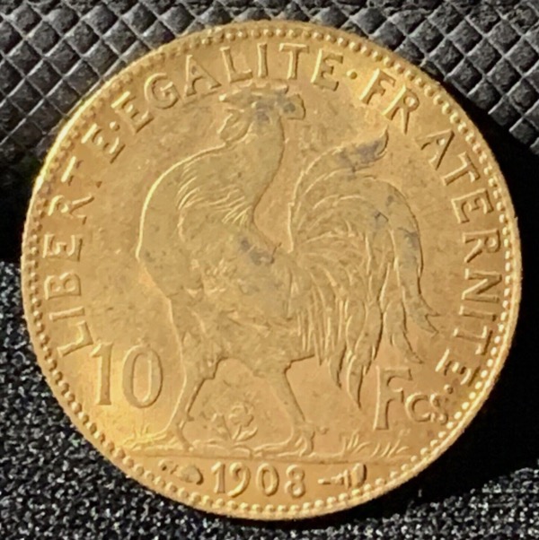 10 francs Coq Marianne 1908 or 