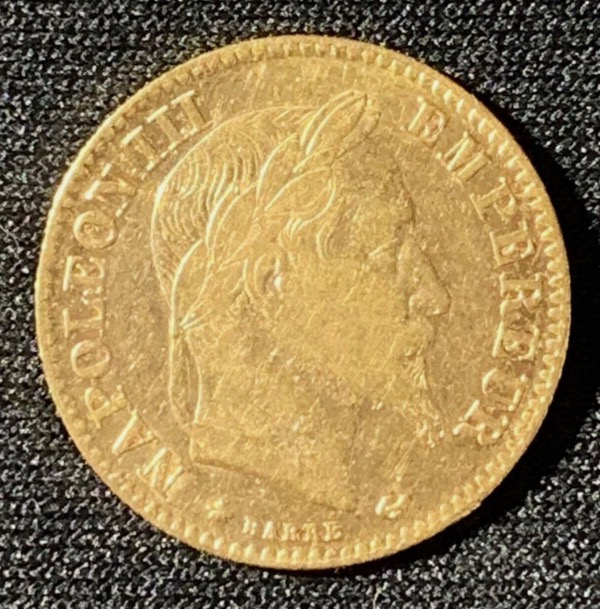 10 francs or napoléon III tête laurée 1868 A