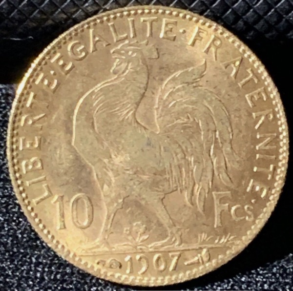 10 francs Coq Marianne 1907 or 